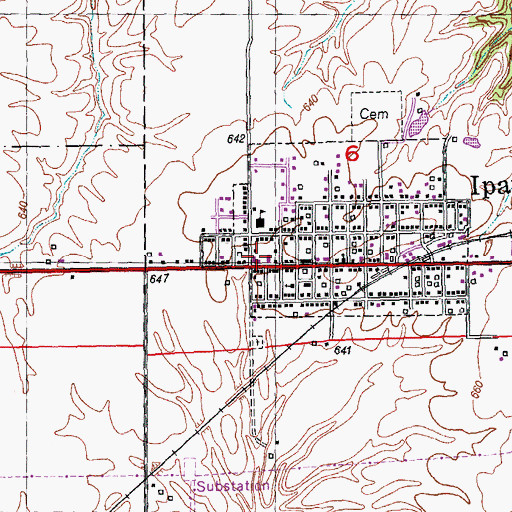 Topographic Map of Ipava Fire Protection District, IL