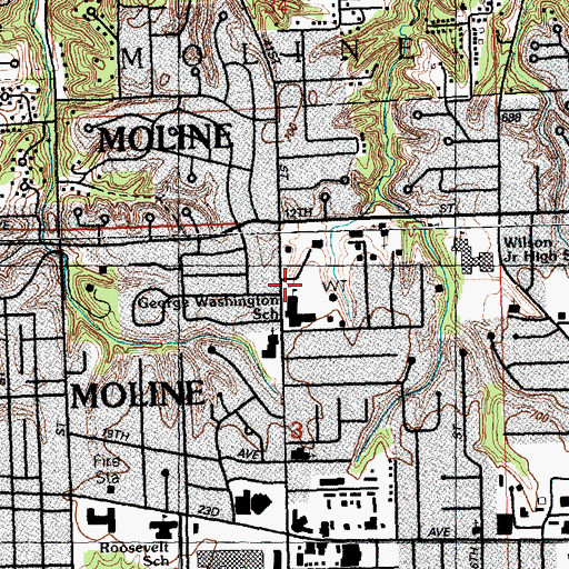 Topographic Map of Moline Fire Station 4, IL