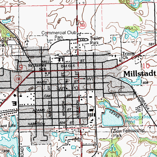 Topographic Map of Millstadt Ambulance Service, IL