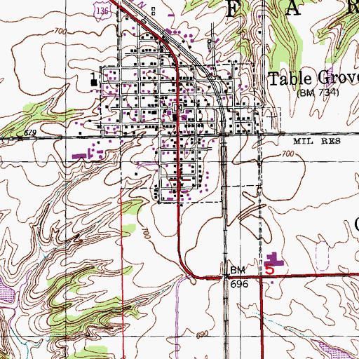 Topographic Map of Table Grove Fire Protection District, IL
