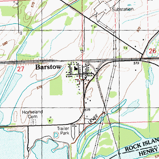 Topographic Map of Barstow Fire Protection District, IL