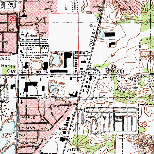Topographic Map of North Park Fire Station, IL
