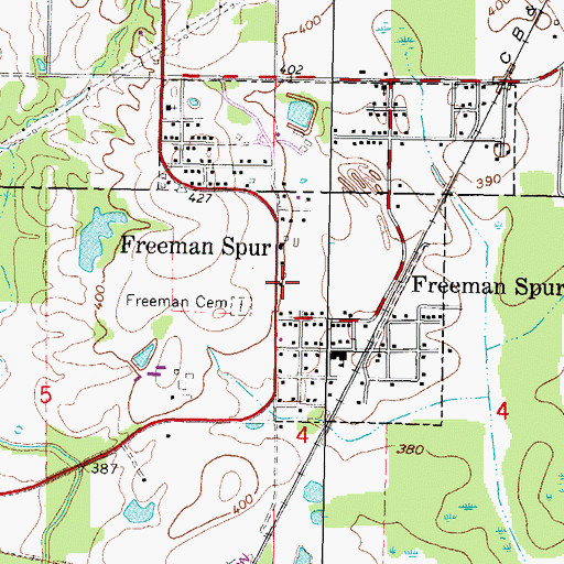 Topographic Map of Freeman Spur Volunteer Fire Department, IL