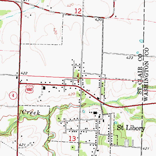 Topographic Map of Saint Libory Volunteer Fire Department, IL