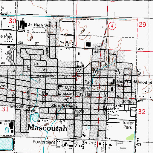 Topographic Map of Mascoutah Fire Department, IL