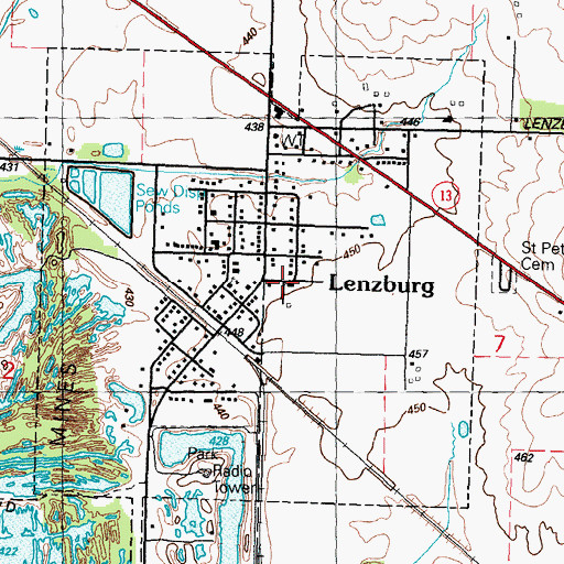 Topographic Map of Lenzburg Fire Department, IL