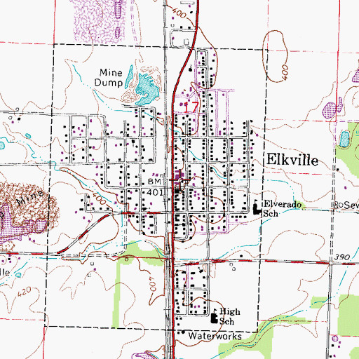 Topographic Map of Elkville Volunteer Fire Department, IL