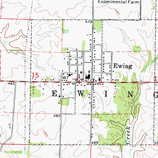 Topographic Map of Ewing - Northern Fire Protection District Station 1, IL