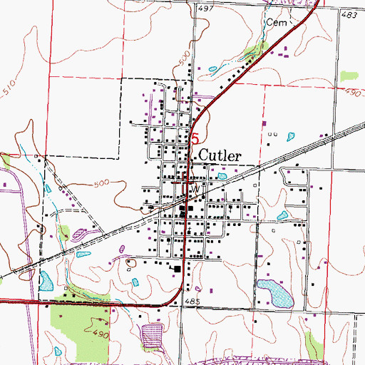 Topographic Map of Cutler Community Fire Protection District, IL
