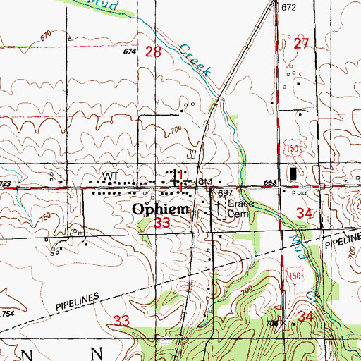 Topographic Map of Oxford Township Fire Professional Ophiem Station, IL