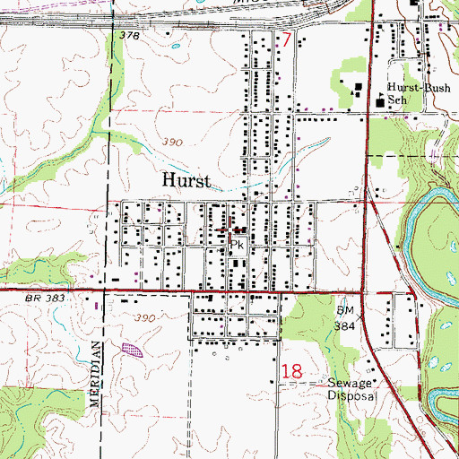 Topographic Map of Hurst Fire Department, IL