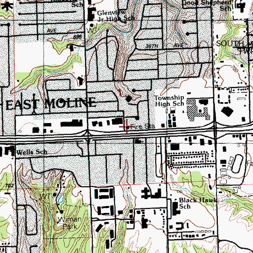 Topographic Map of East Moline Fire Department Station 23, IL