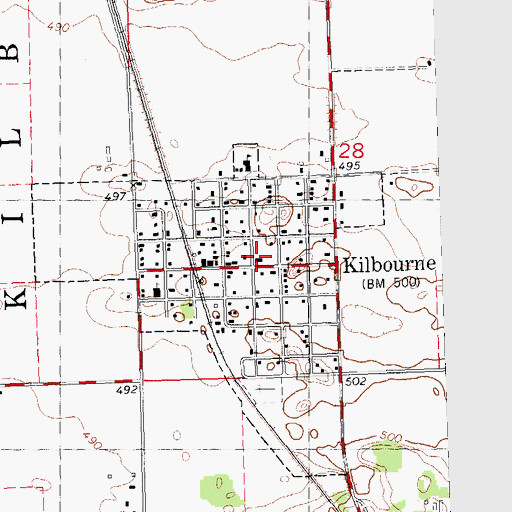 Topographic Map of Kilbourne Fire Department, IL