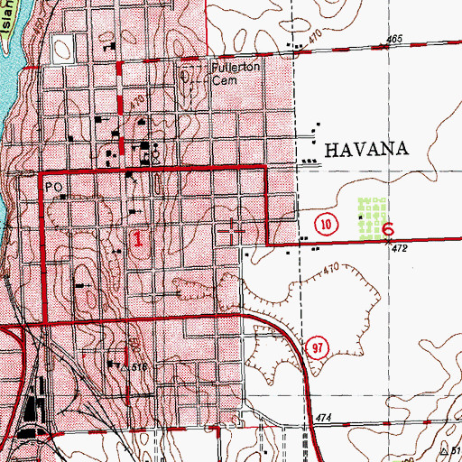 Topographic Map of Havana Rural Fire Protection District, IL