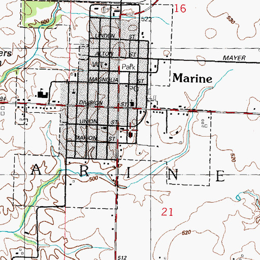 Topographic Map of Marine Community Fire Protection District, IL