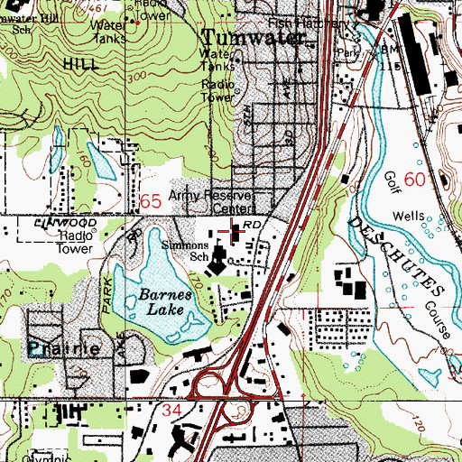 Topographic Map of Tumwater Fire Department North End, WA