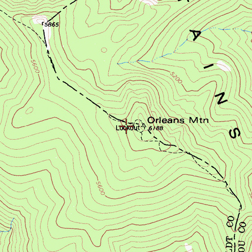 Topographic Map of Orleans Mountain, CA