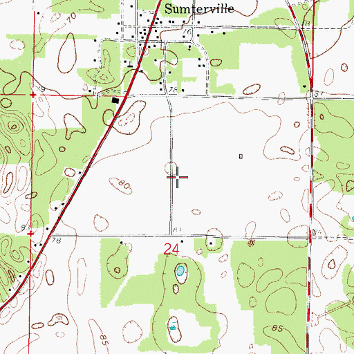 Topographic Map of Sumter County Fire and Rescue Station 15 Sumterville, FL