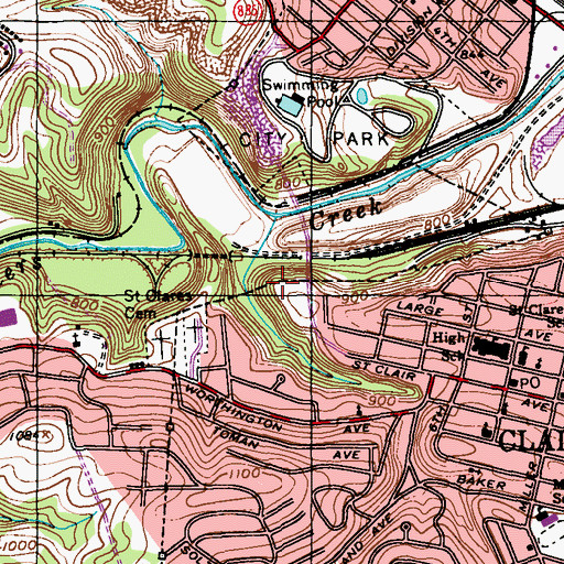 Topographic Map of Clairton Volunteer Fire Department Station 123, PA