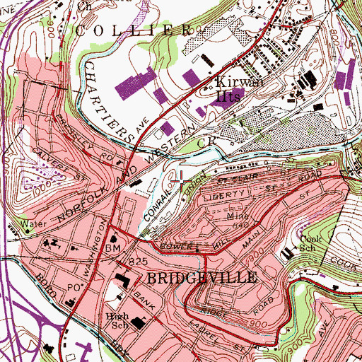 Topographic Map of Bridgeville Volunteer Fire Department Station 117, PA