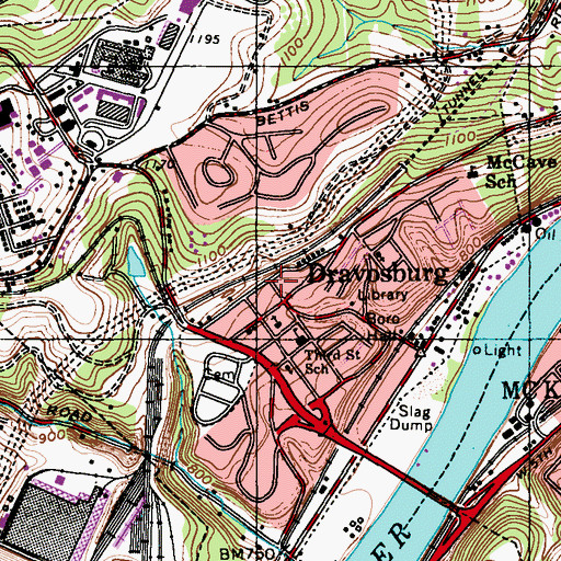 Topographic Map of Dravosburg Volunteer Fire Company 1 - Station 131, PA