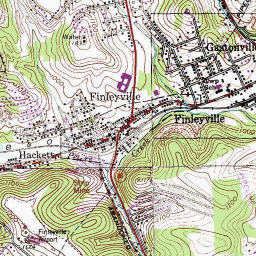 Topographic Map of Finleyville Volunteer Fire Department Station, PA