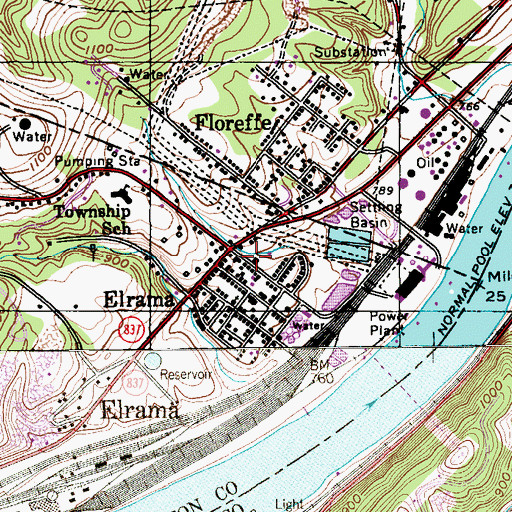 Topographic Map of Elrama Volunteer Fire Department Station 330, PA