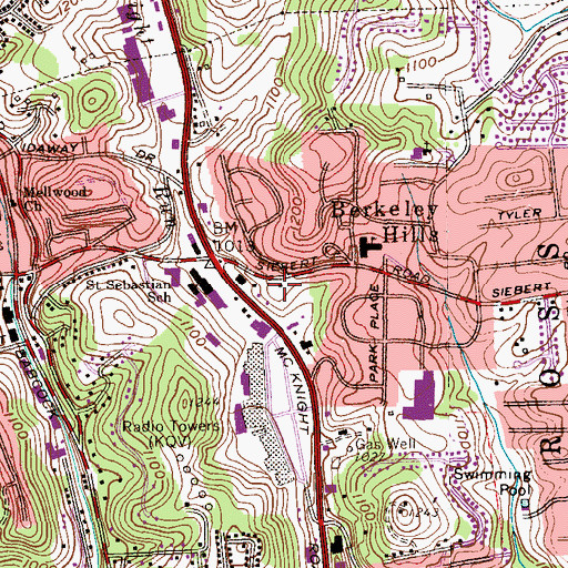 Topographic Map of Berkeley Hills Volunteer Fire Company Station 247, PA