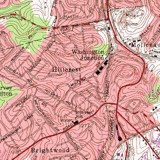 Topographic Map of Bethel Park Volunteer Fire Company Milford Station 110 - 2, PA