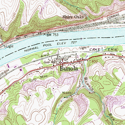 Topographic Map of Bunola Volunteer Fire Company Station 156, PA
