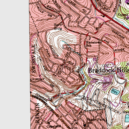 Topographic Map of Braddock Hills Welfare and Fire Association Station 114, PA