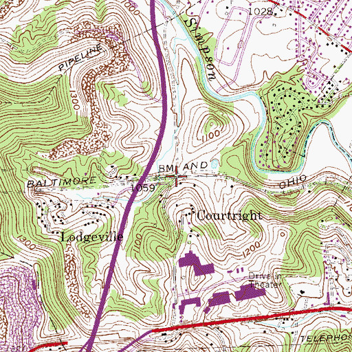 Topographic Map of Lodgeville Road Bridge, WV