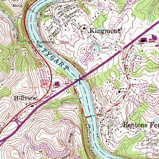 Topographic Map of Paul E Prunty Bridge, WV