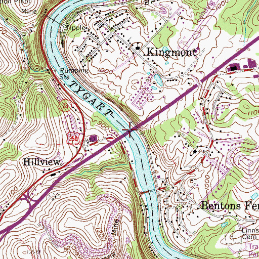 Topographic Map of William Lee Prunty Bridge, WV