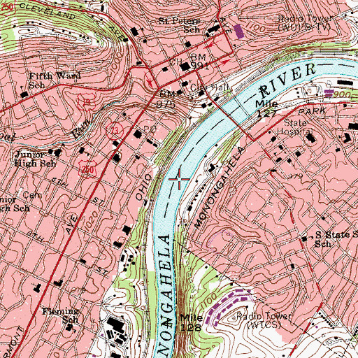 Topographic Map of David Morgan Memorial Bridge, WV