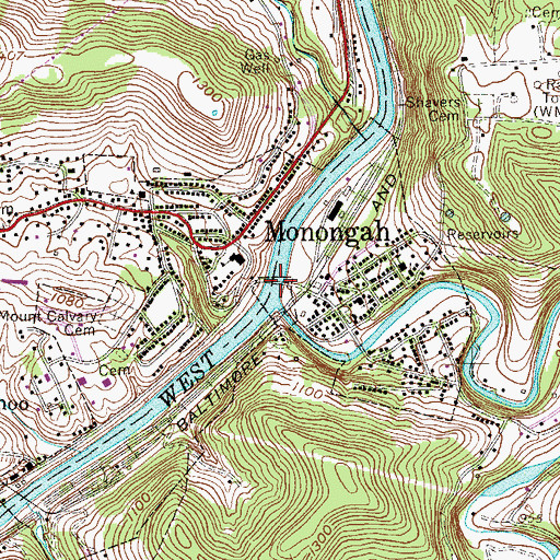 Topographic Map of Father Everett Briggs Bridge, WV
