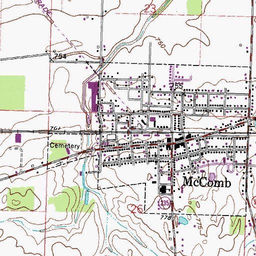 Topographic Map of Olde Town Mobile Home Park, OH