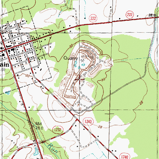 Topographic Map of Fountain Quarry, NC