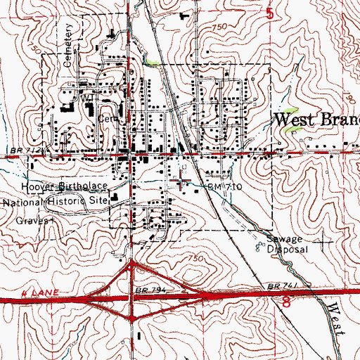 Topographic Map of Hoover Creek, IA