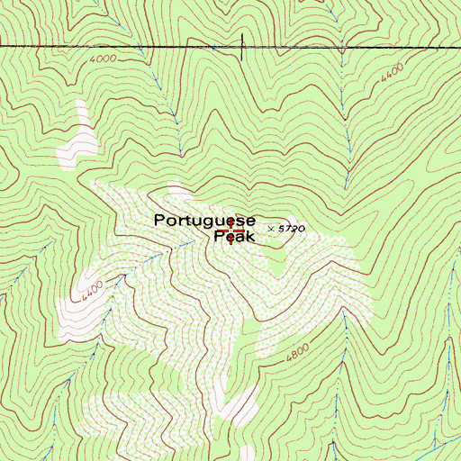 Topographic Map of Portuguese Peak, CA