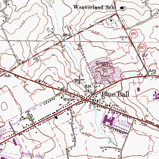 Topographic Map of Oberholtzer Dairy Farm, PA