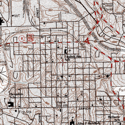 Topographic Map of English Avenue Neighborhood, GA