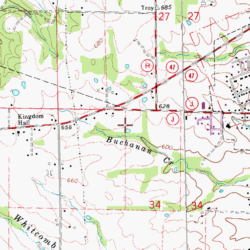 Topographic Map of Boone Elementary School, MO