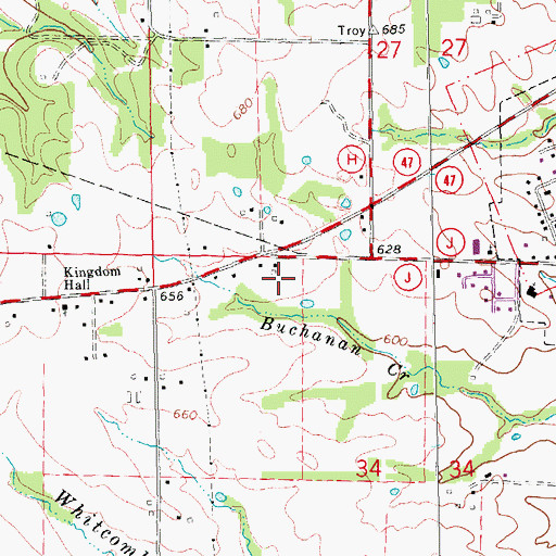 Topographic Map of Lincoln Elementary School, MO