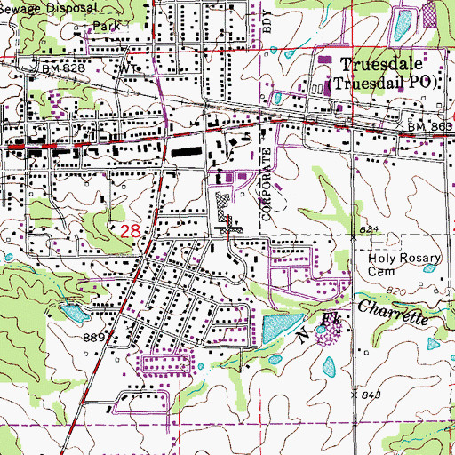 Topographic Map of Daniel Boone Elementary School, MO