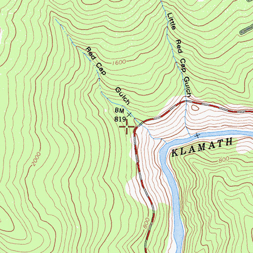 Topographic Map of Red Cap Gulch, CA