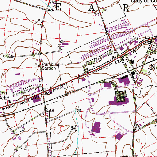 Topographic Map of Garden Spot Fire Rescue Station 39 - 2, PA