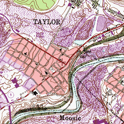 Topographic Map of Taylor Fire and Rescue Station 95 - 2, PA