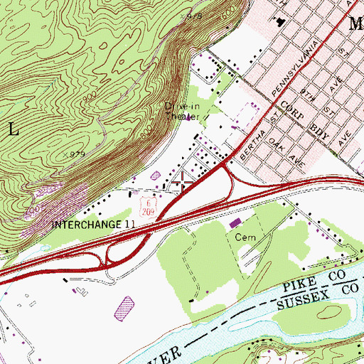 Topographic Map of Westfall Volunteer Fire Department, PA