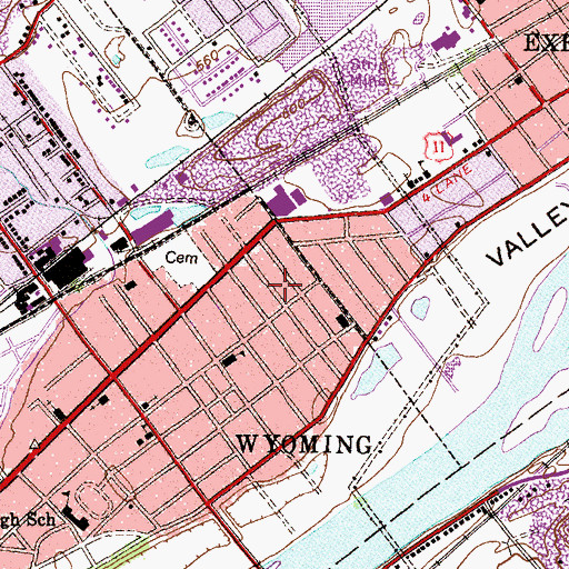 Topographic Map of Wyoming Volunteer Hose Company 2, PA